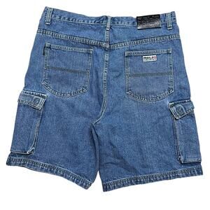 Vintage Y2K ReliQ Industries‎ Denim Men’s Blue Denim Cargo Shorts / Jorts - 36